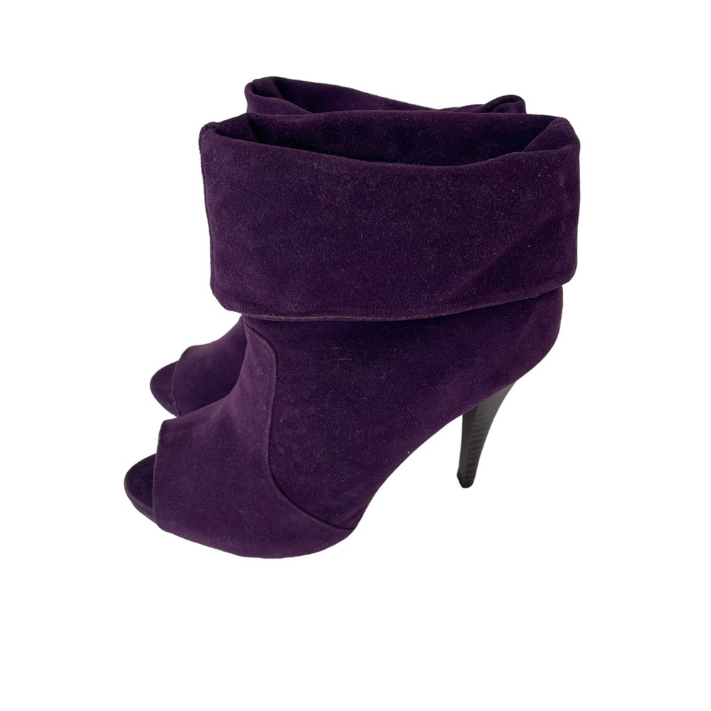 Breckelles Purple Faux Suede Open Toe Bootie. Like New. Size 7.5